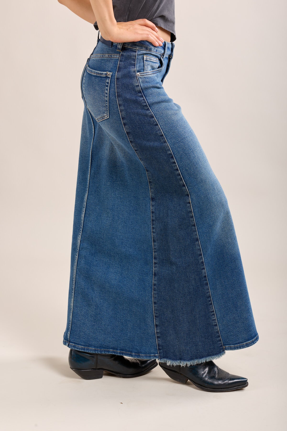 Toxik3 Long Jeansrock zwei -Color