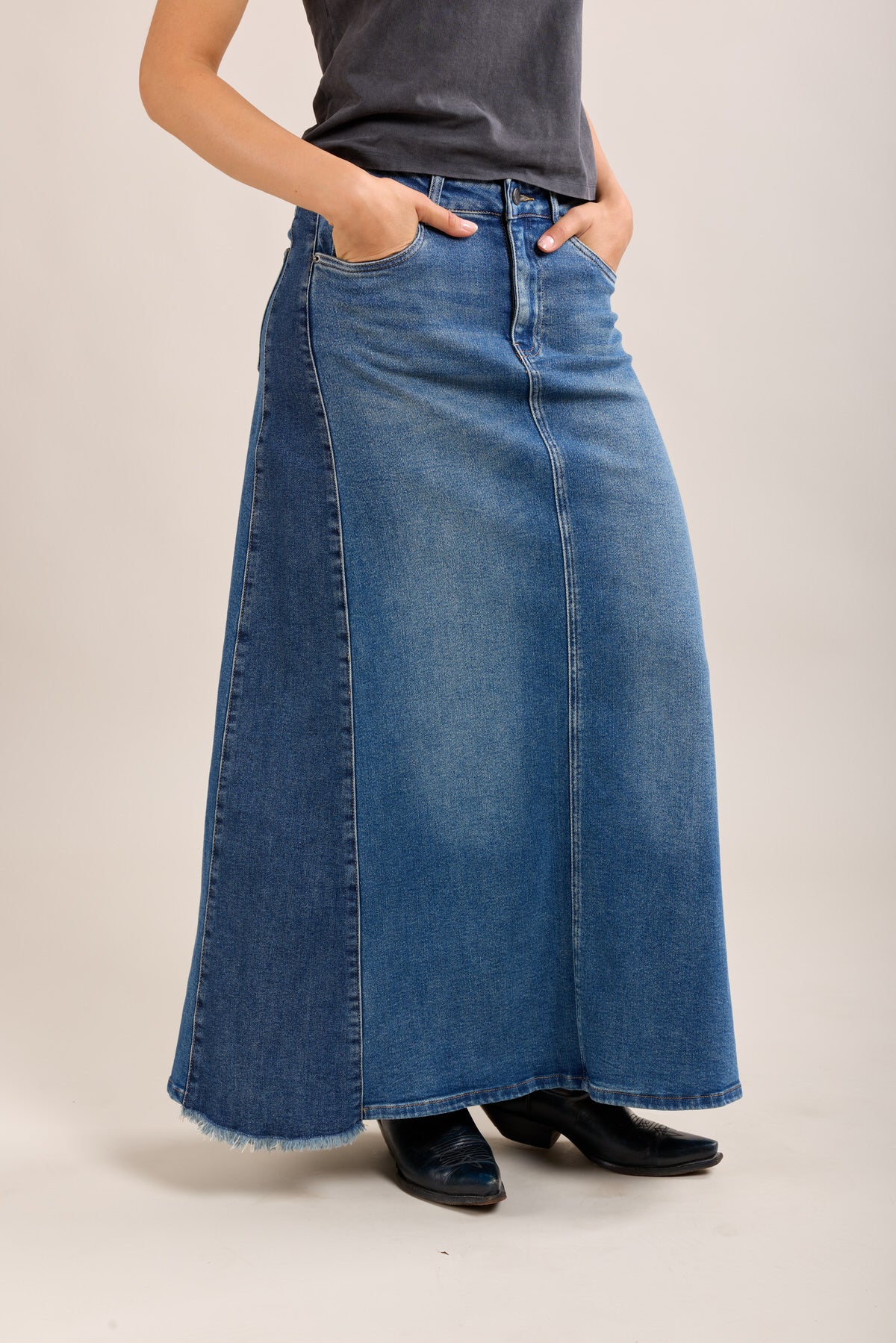 Toxik3 Long Jeansrock zwei -Color