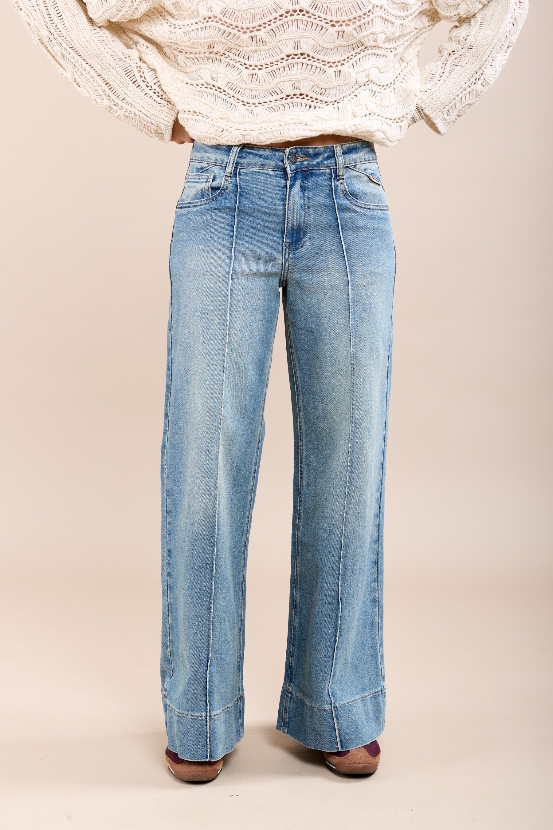 Toxik3 jean stretch wide plis nervurés