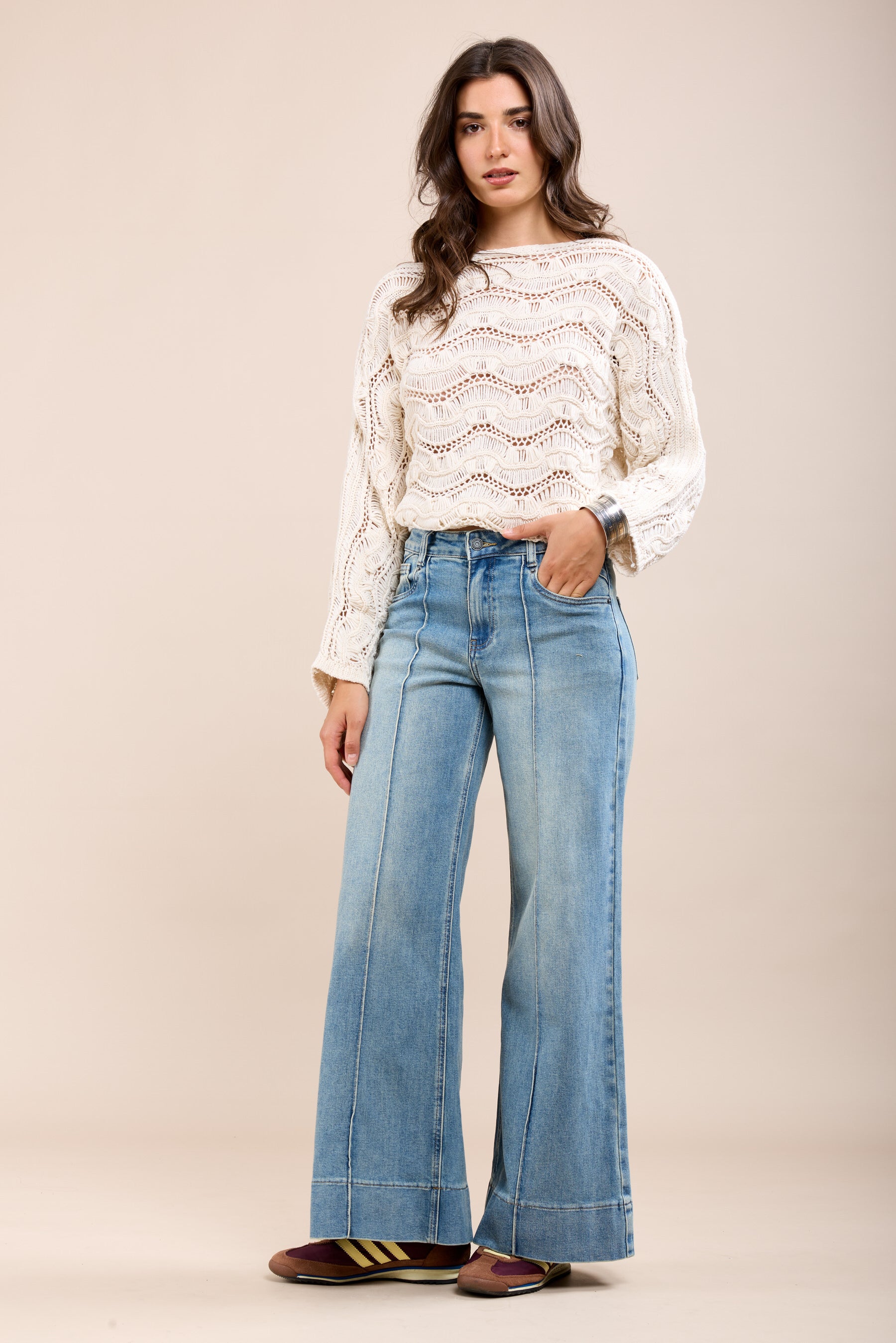 Toxik3 jean stretch wide plis nervurés