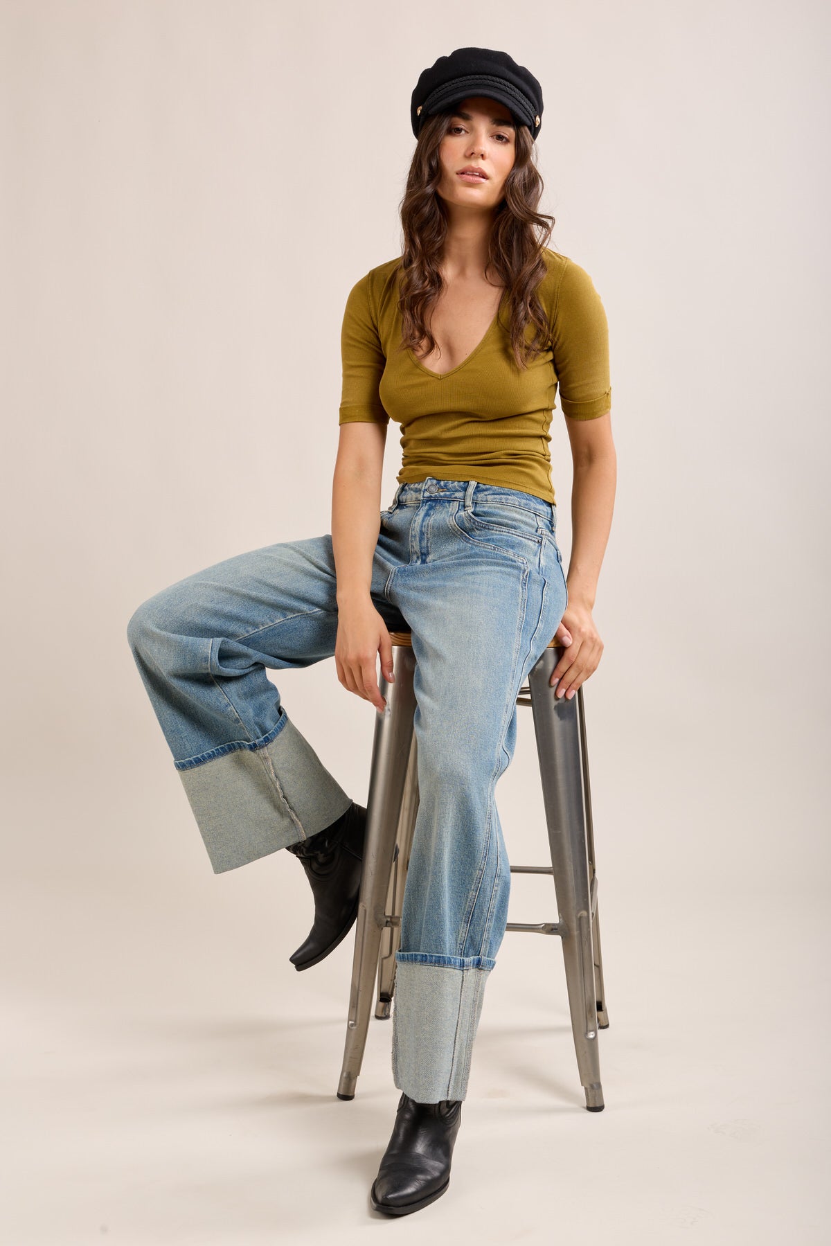 Toxik3 jean délavé wide turn-up