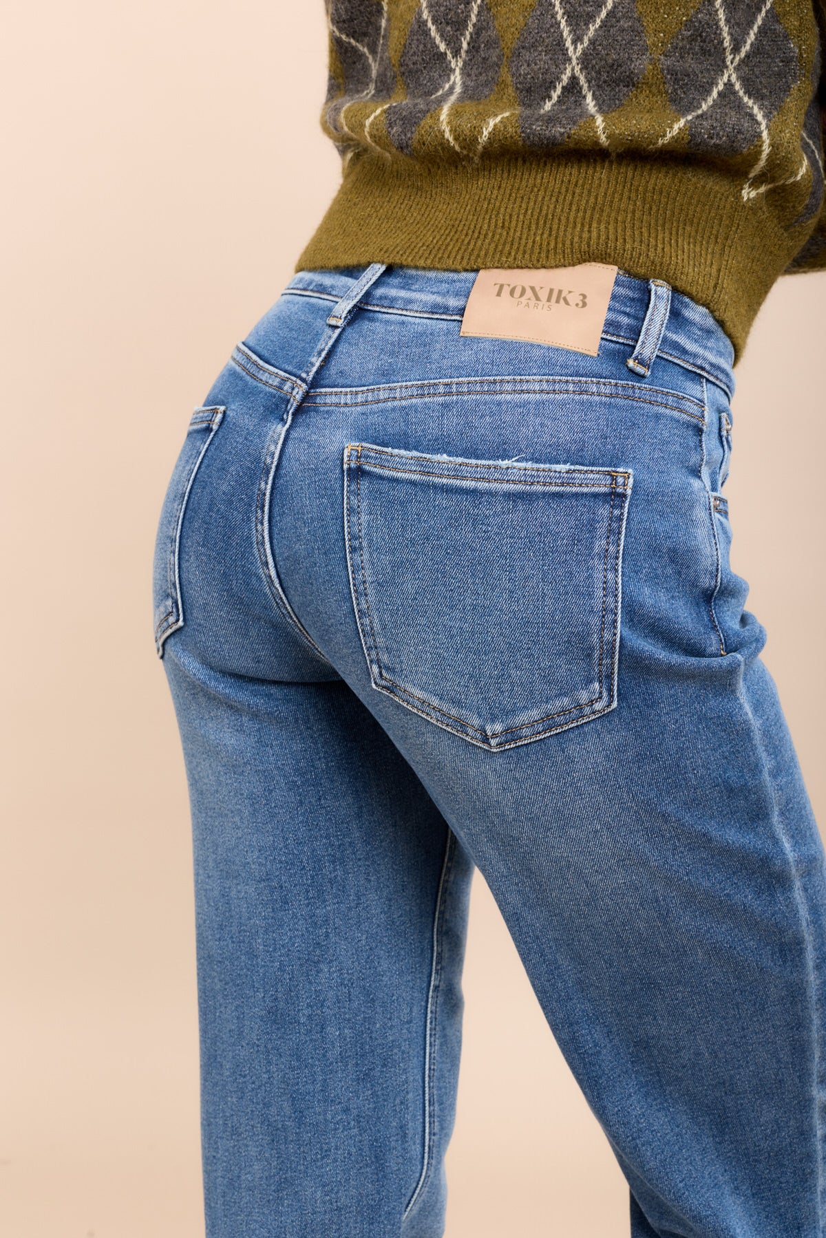 Toxik3 pantalon jean boy fermeture asymétrique