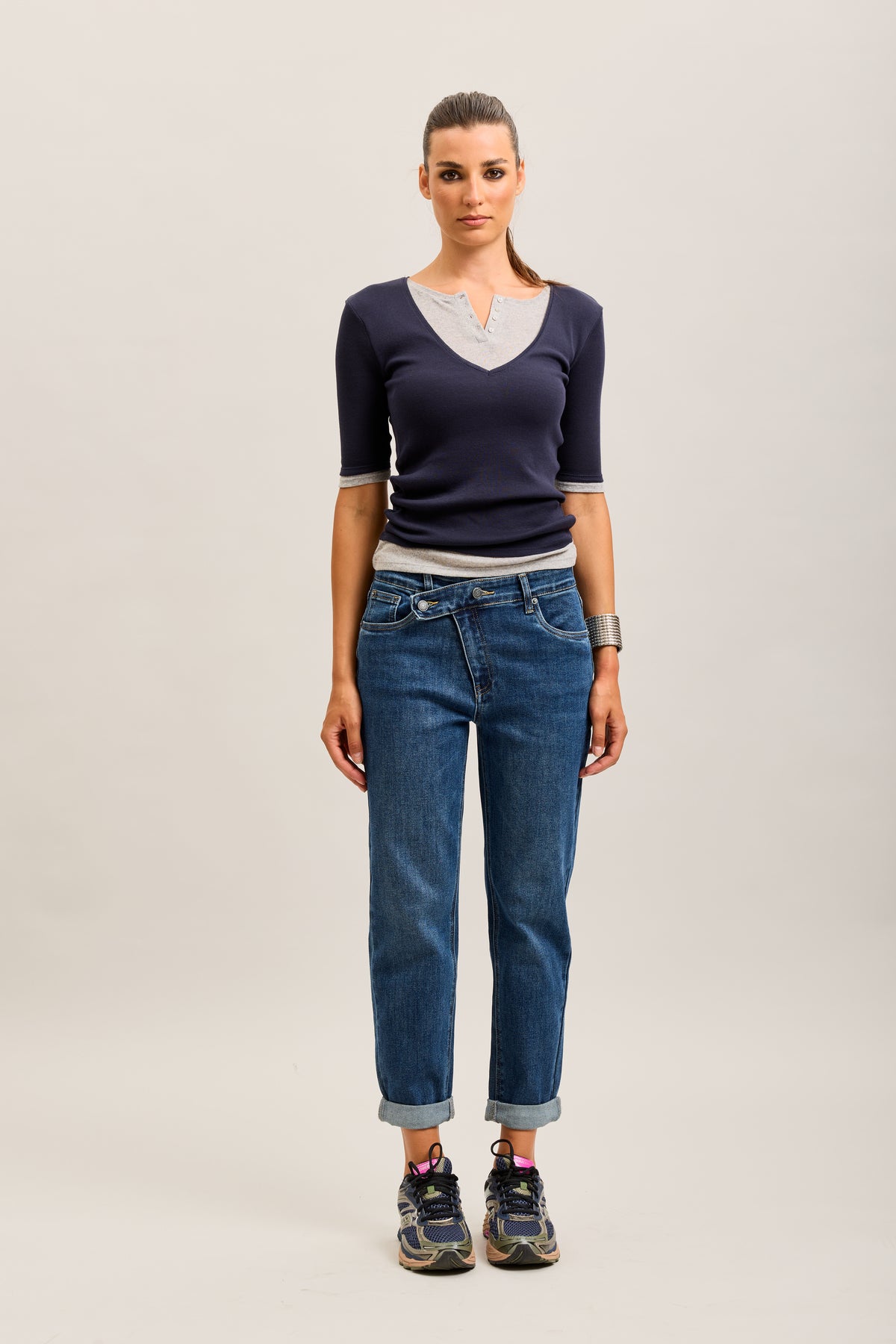 Toxik3 pantalon jean boy fermeture asymétrique