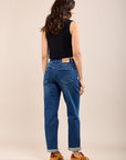 Toxik3 stretch boyfriend jeans with cutouts and cuffs