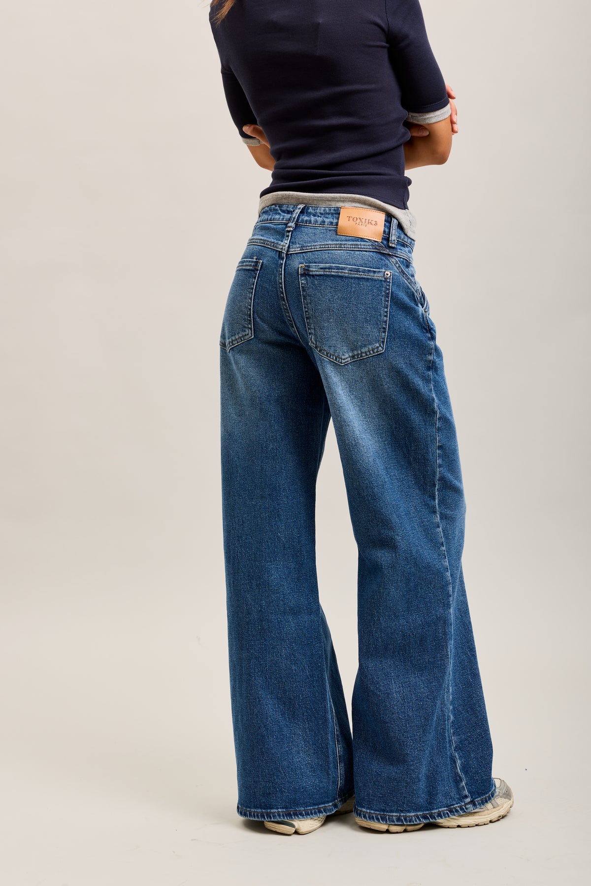 Toxik3 wide cut jeans with ribbed pleats