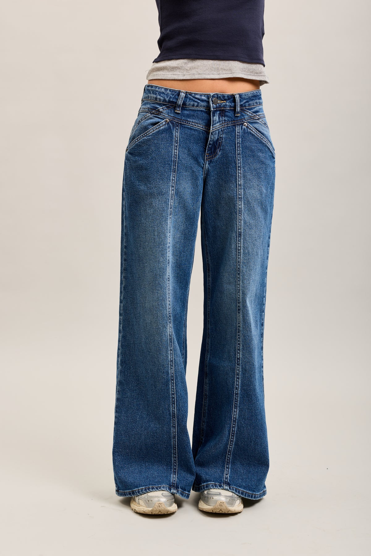 Toxik3 wide cut jeans with ribbed pleats