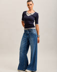 Toxik3 wide cut jeans with ribbed pleats