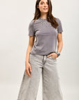 Raw blue low-rise Bermuda shorts