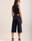 Raw blue low-rise Bermuda shorts