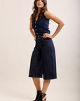 Raw blue low-rise Bermuda shorts
