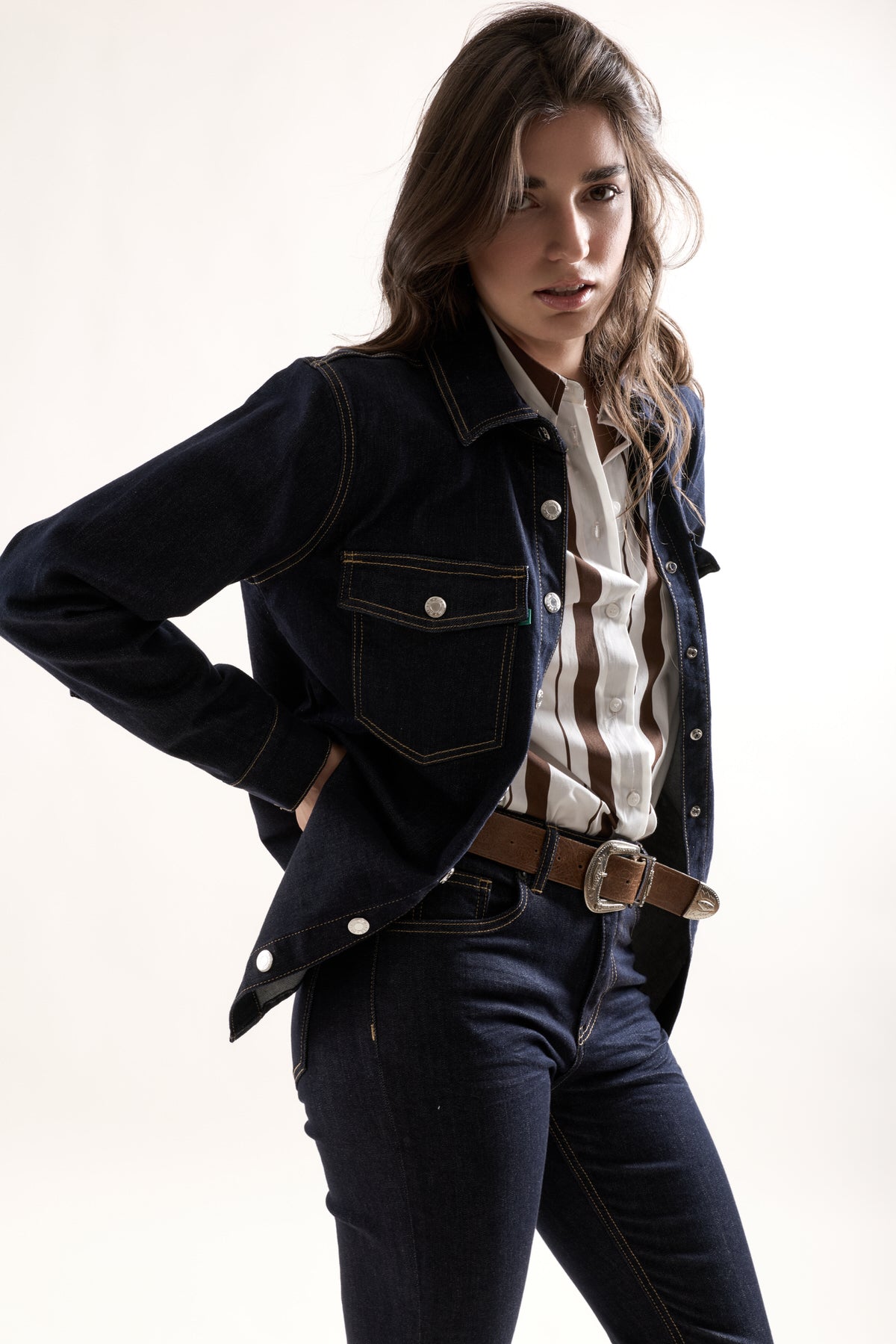 Toxik3 surchemise en jean droit bleu brut