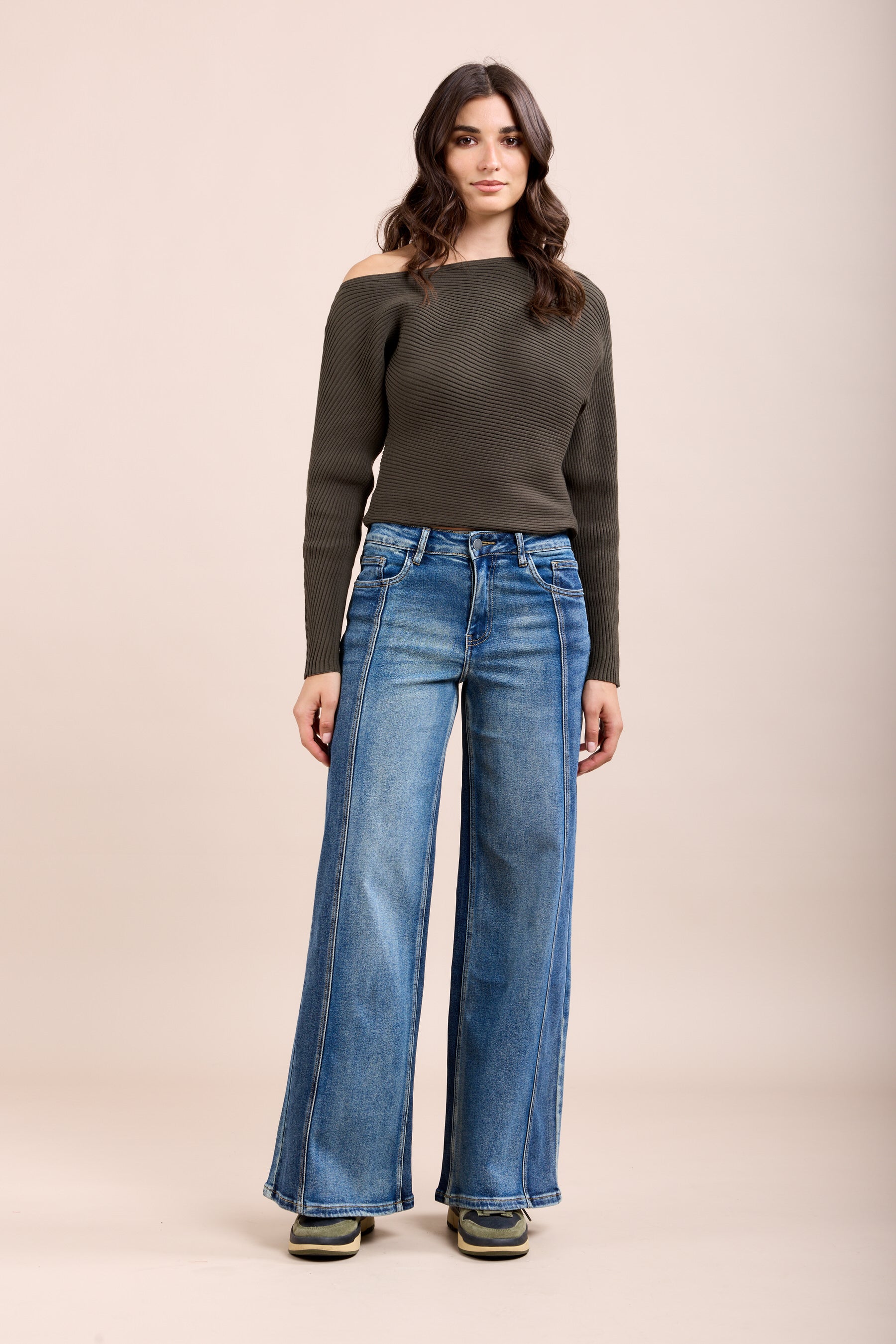 Toxik3 extra wide ribbed stretch jean pants denim blue