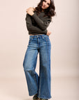 Toxik3 extra wide ribbed stretch jean pants denim blue