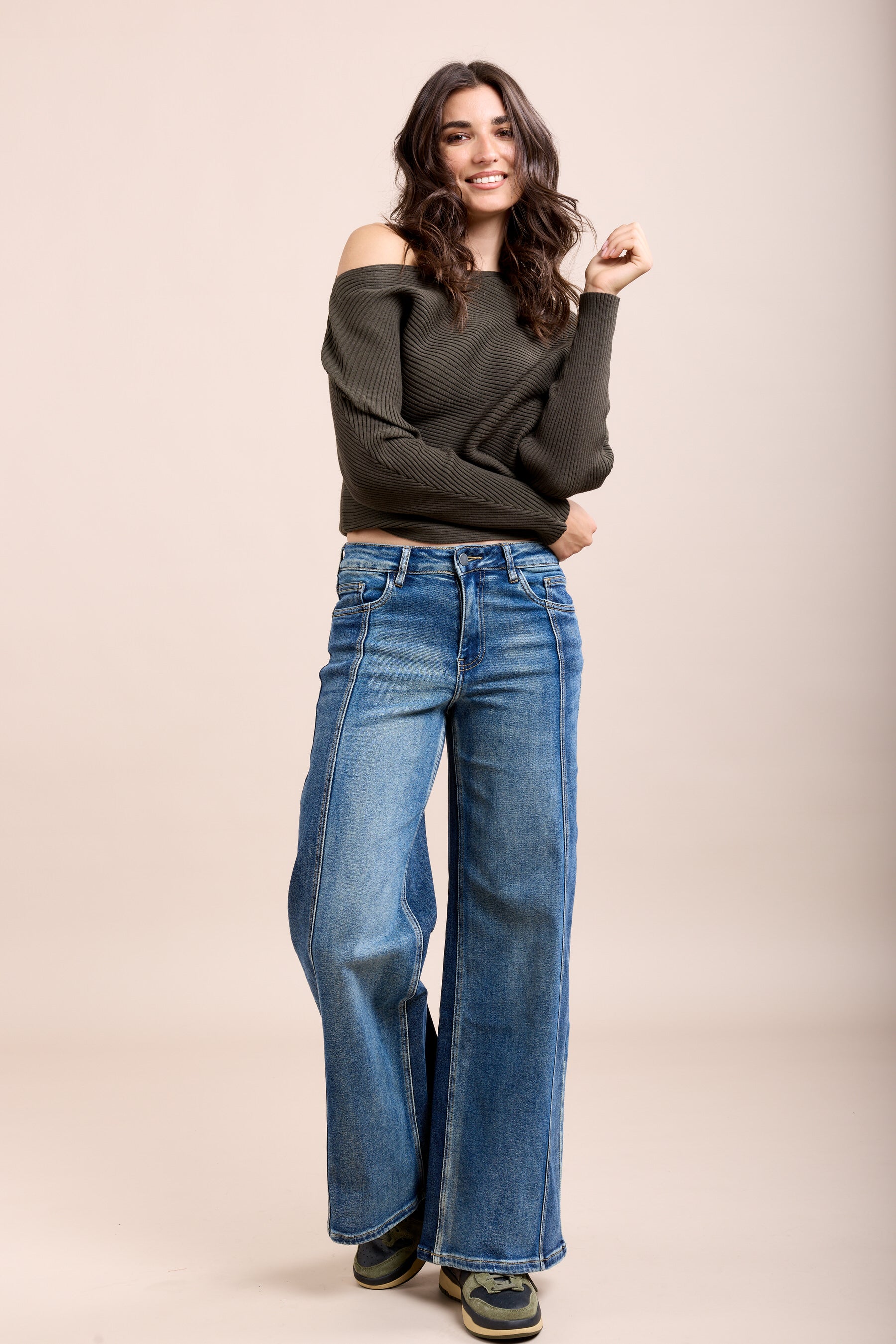 Toxik3 extra wide ribbed stretch jean pants denim blue