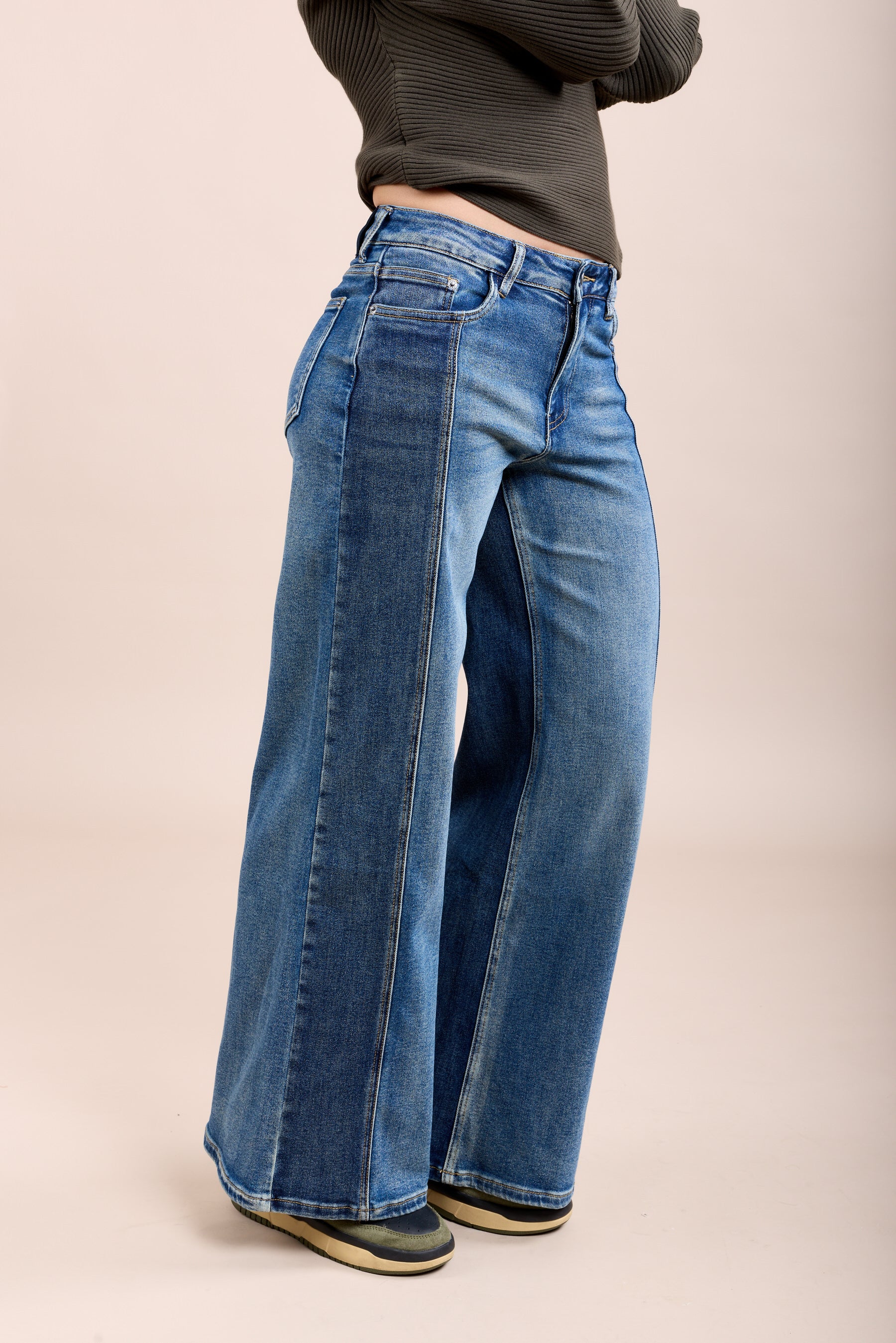 Toxik3 extra wide ribbed stretch jean pants denim blue