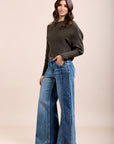 Toxik3 extra wide ribbed stretch jean pants denim blue
