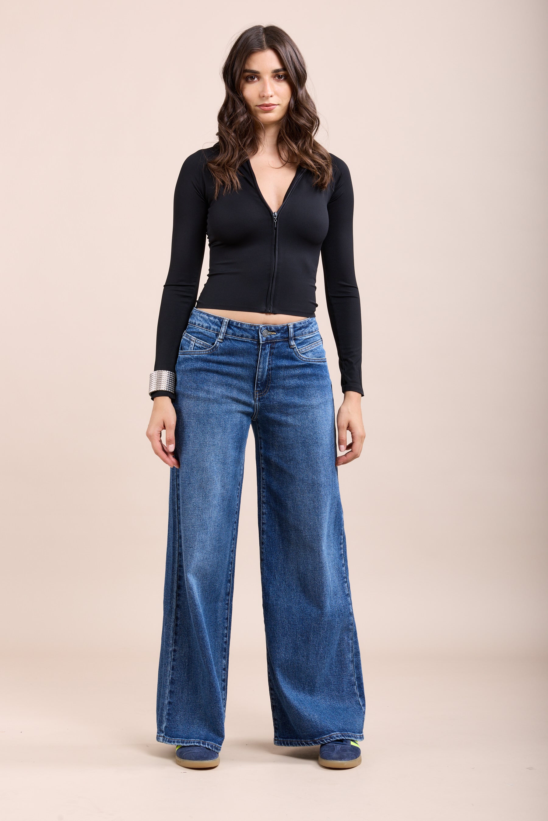Toxik3 pantalon jean stretch extra wide découpes poches