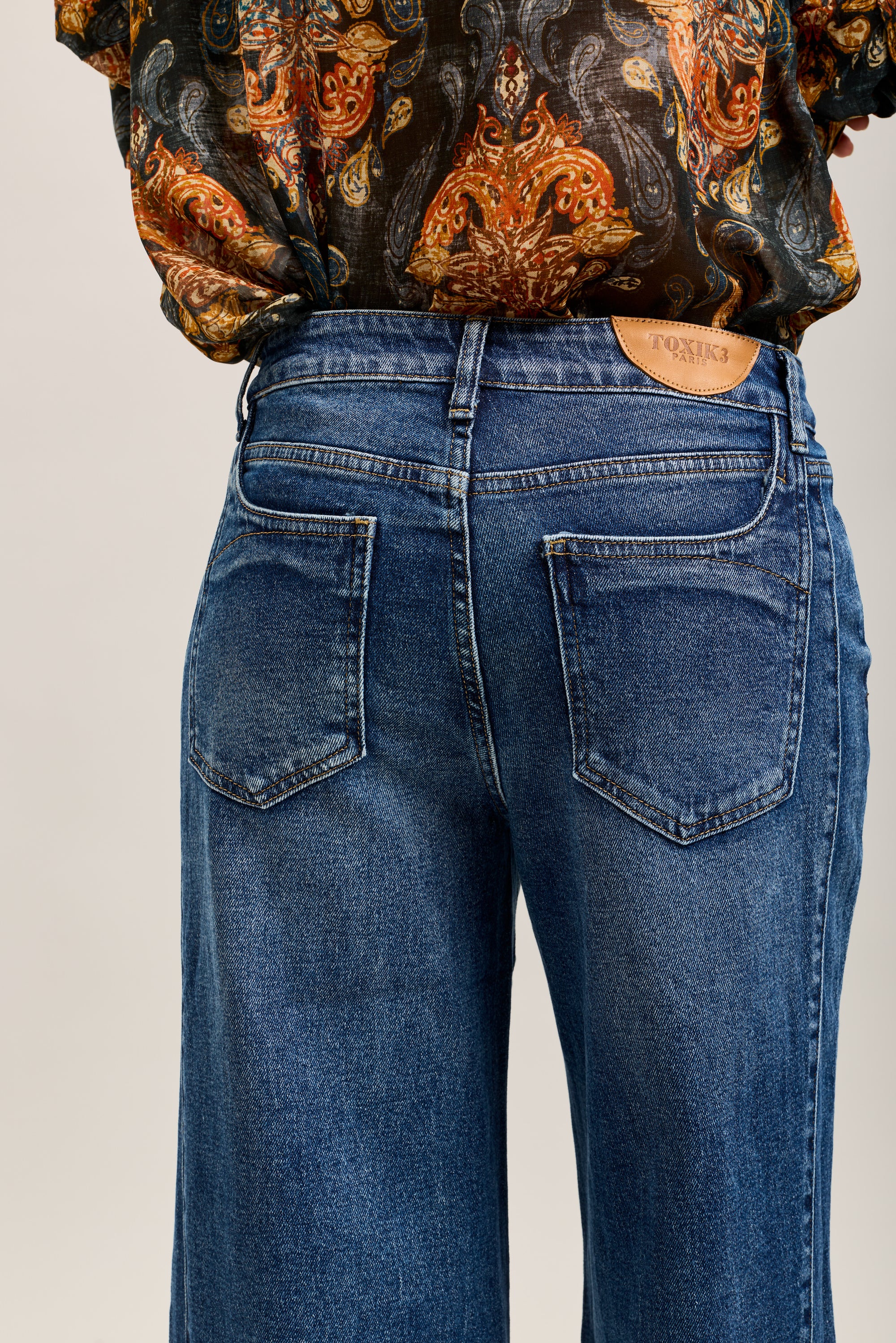 Toxik3 extra wide stretch jean pants with cutouts and pockets