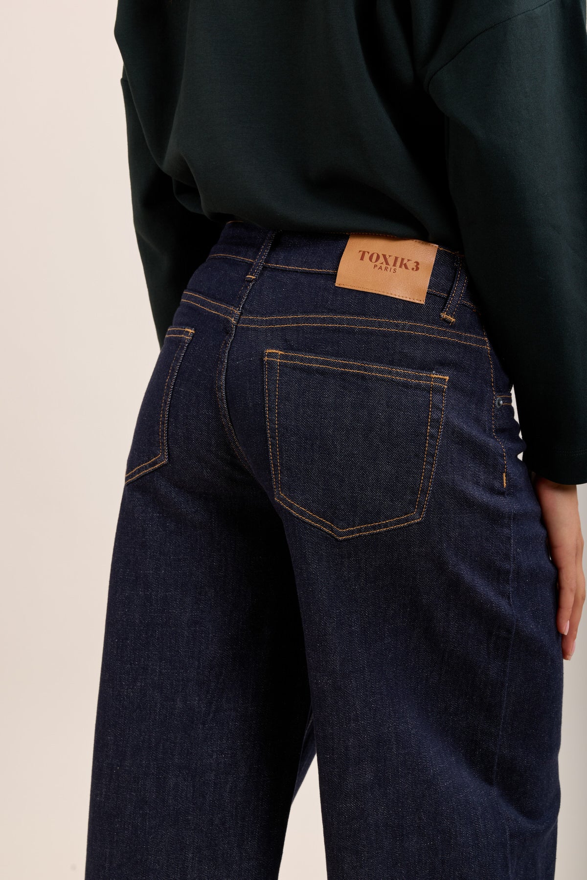 Toxik3 pantalon jean barrel taille haute bleu brut