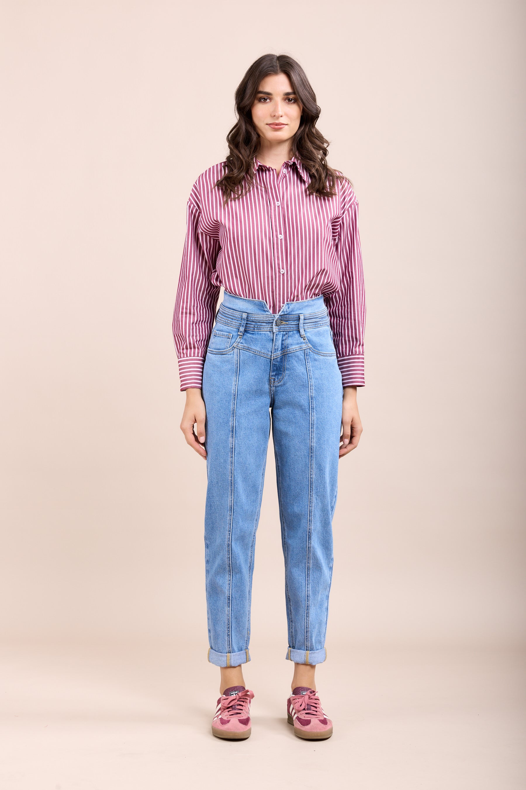 Toxik3 pantalon jean stretch mom nervurés