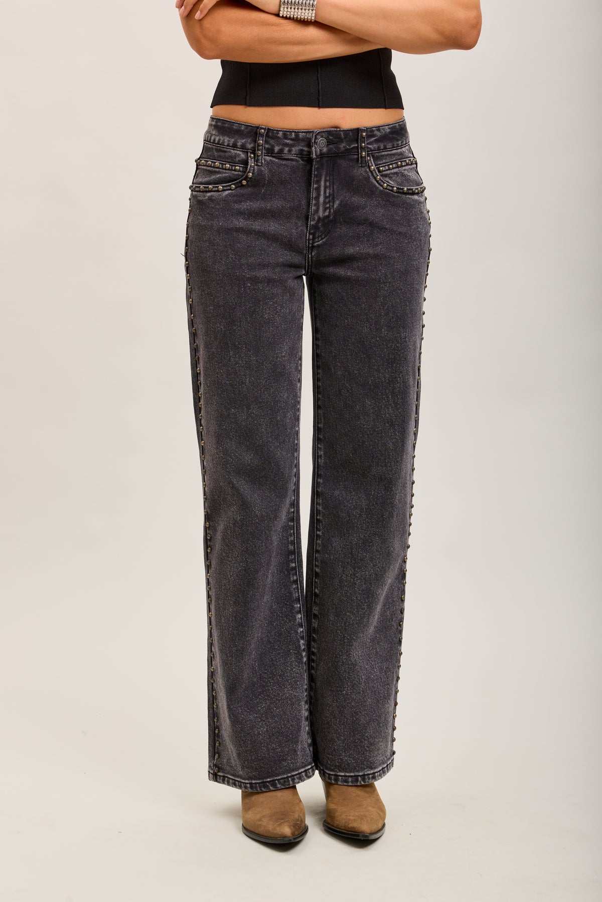 Toxik3 straight stretch jean pants with stud details