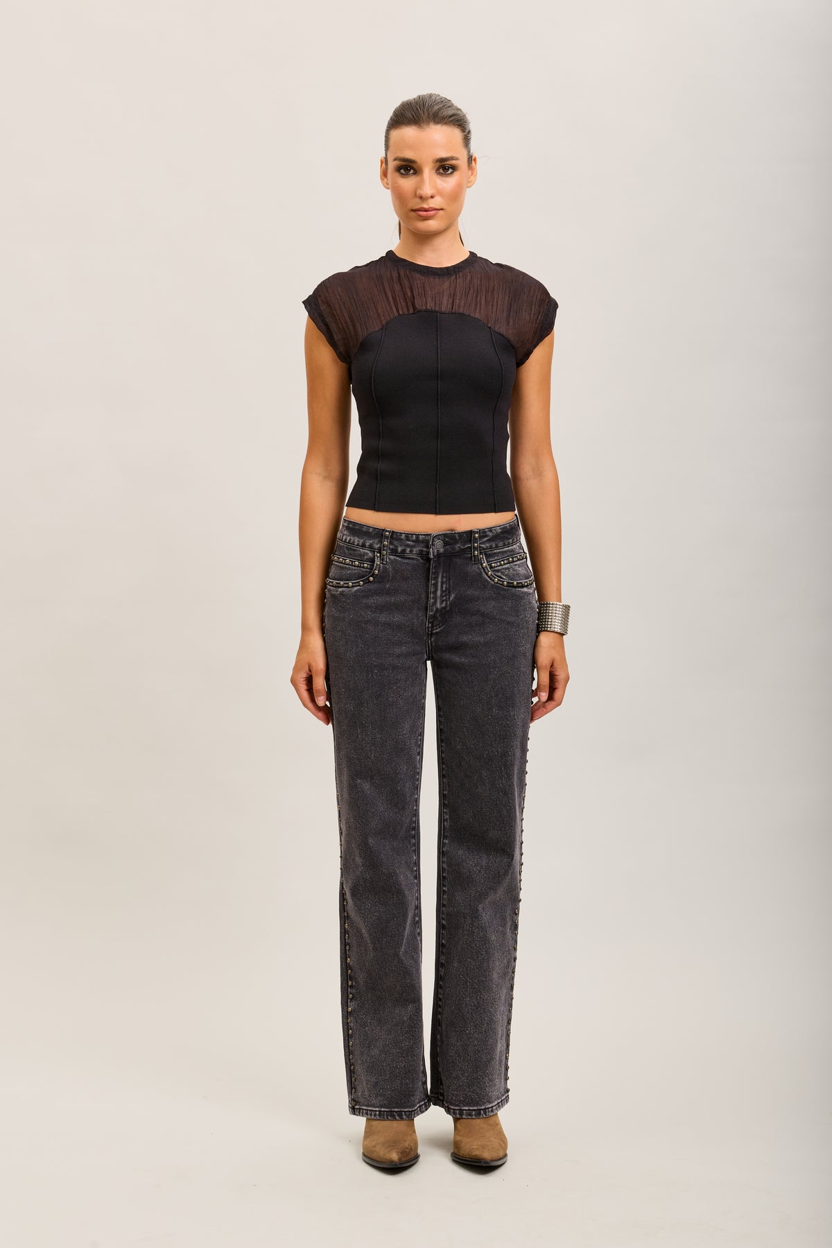 Toxik3 straight stretch jean pants with stud details