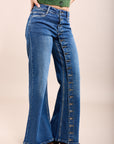 Toxik3 pantalon jean stretch wide détails boutons