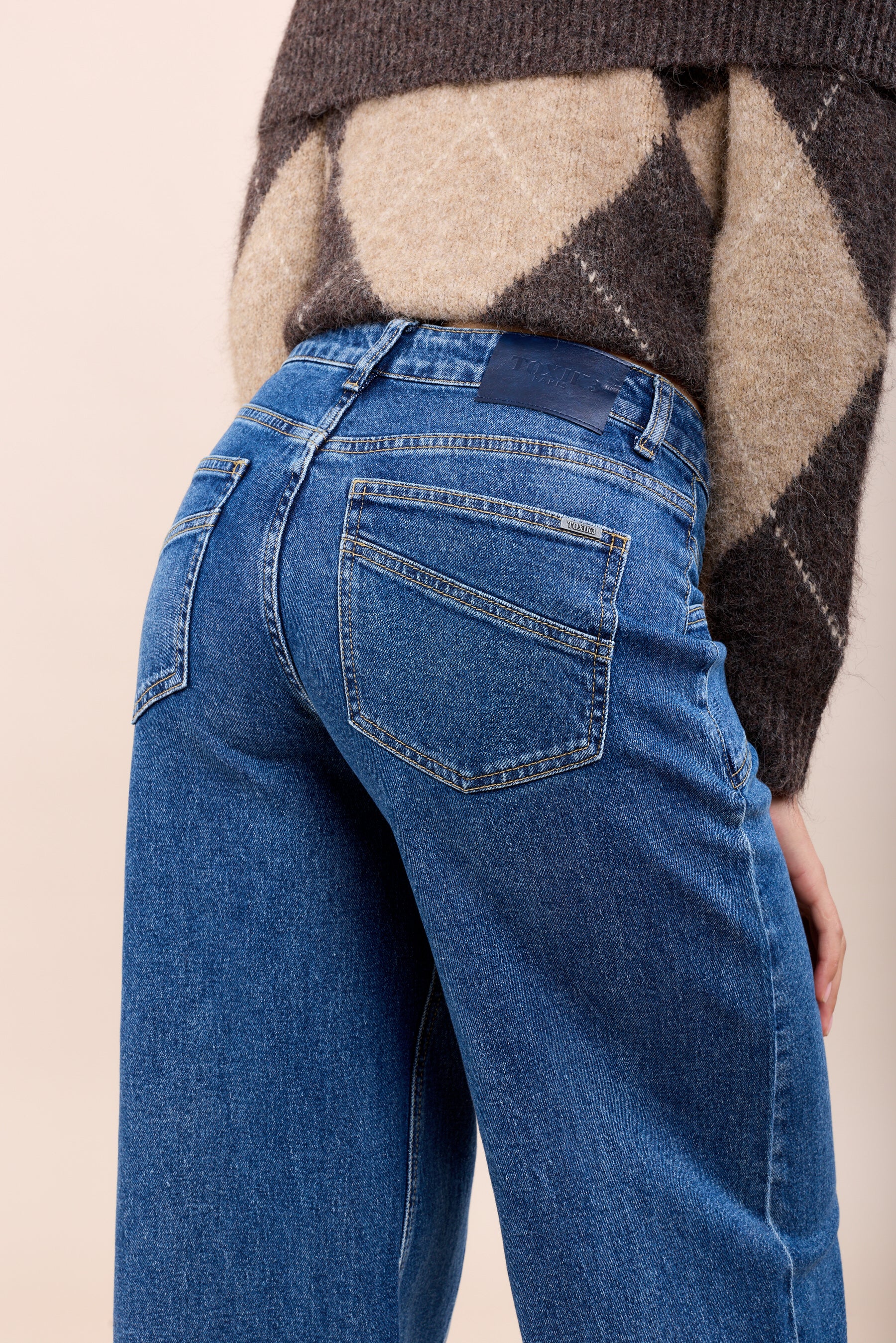 Toxik3 pantalon jean stretch wide découpes poches