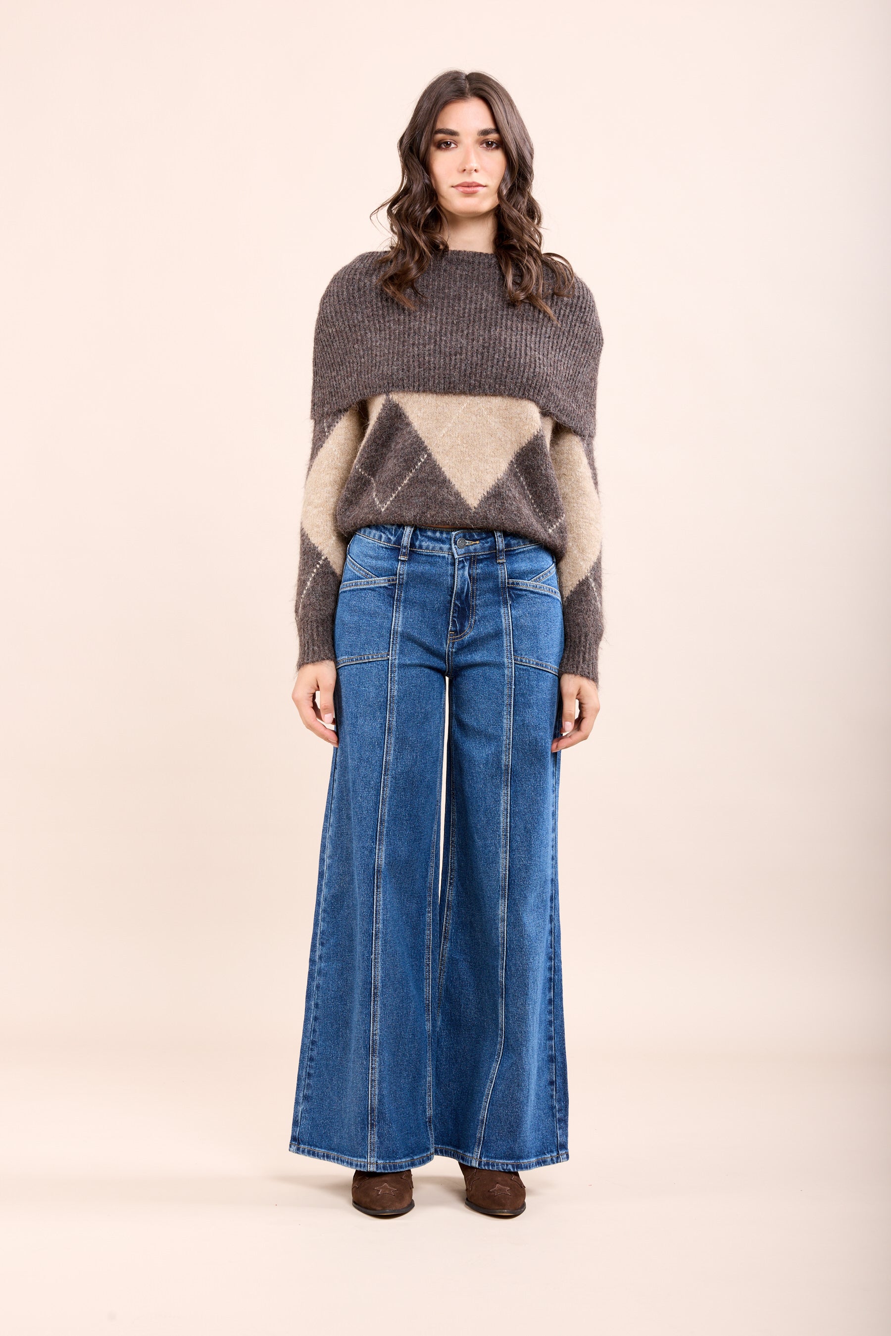 Toxik3 pantalon jean stretch wide découpes poches