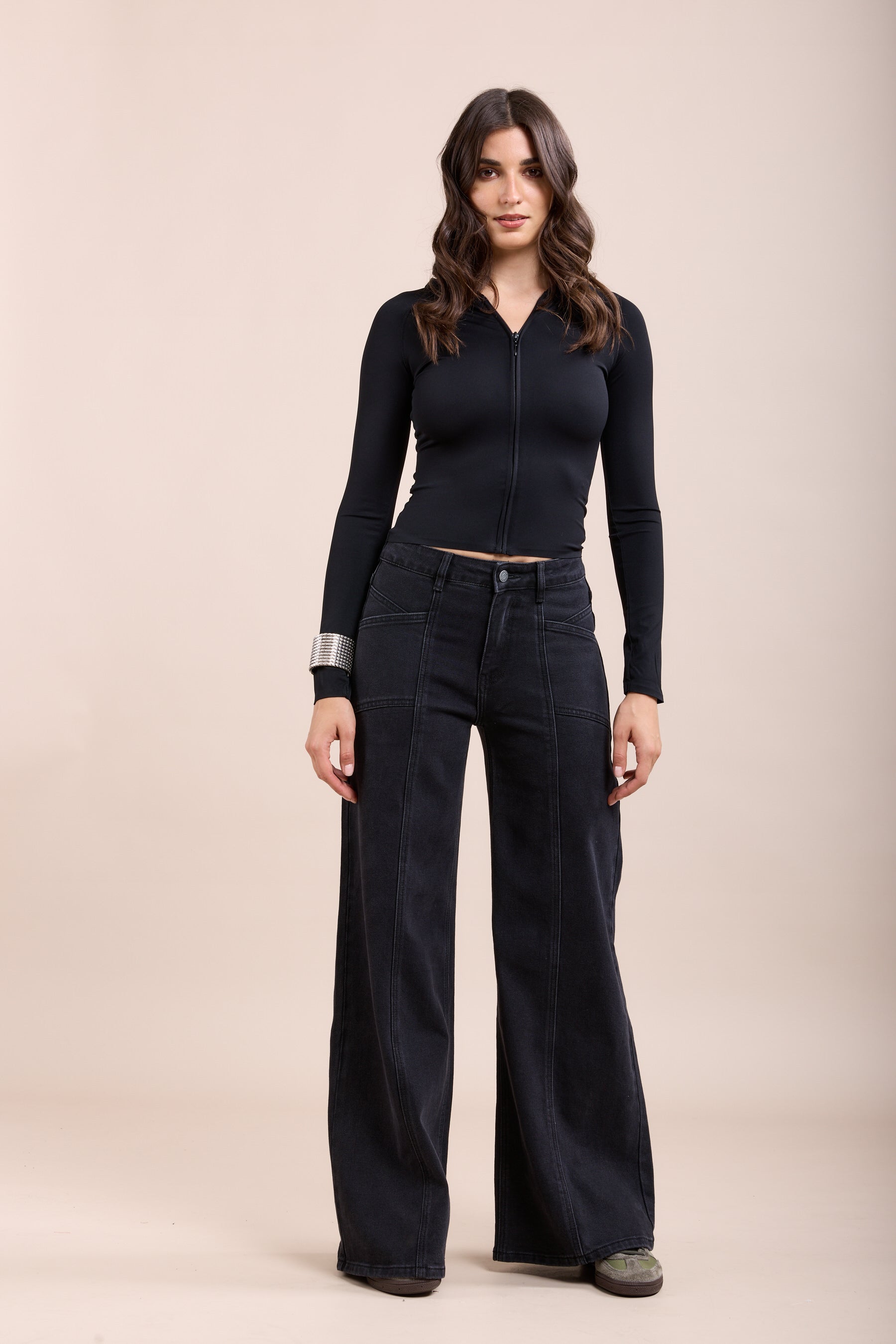 Toxik3 pantalon jean stretch wide découpes poches