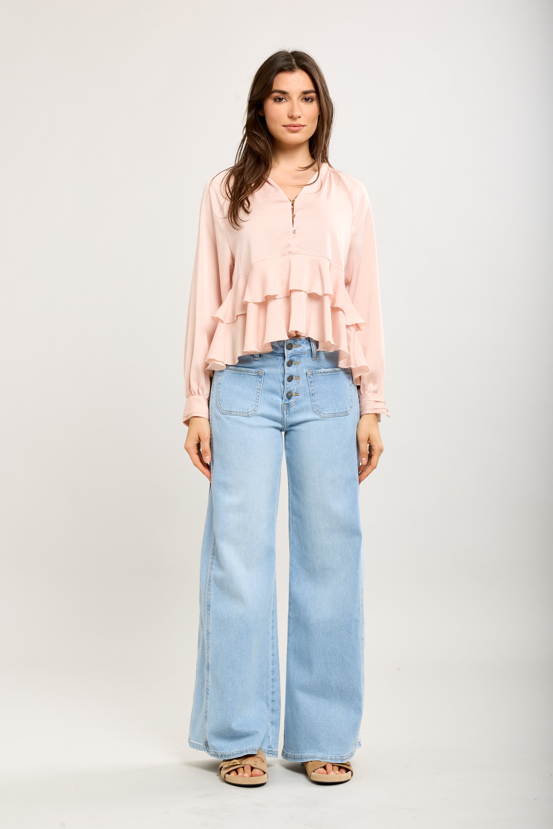 Toxik3 wide ribbed stretch denim pants light denim blue