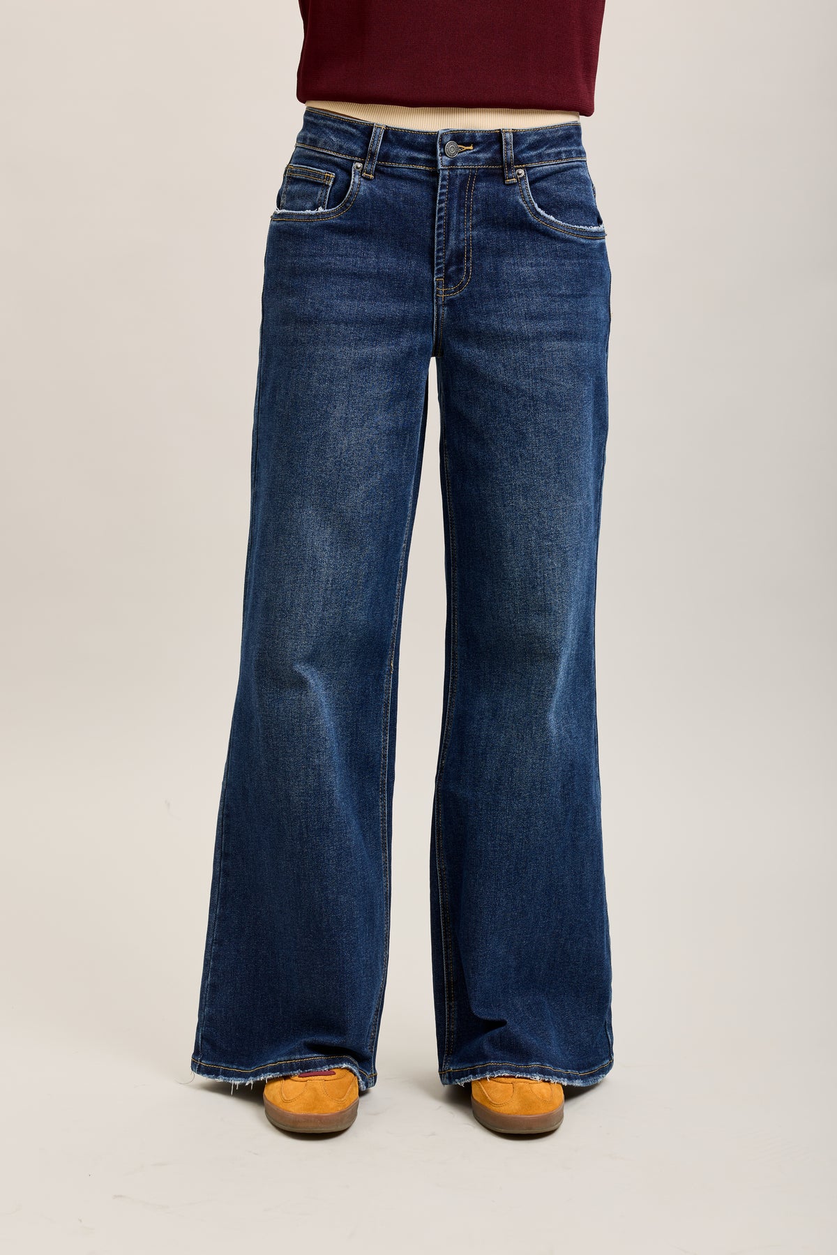 Toxik3 extra-wide frayed stretch denim jean pants