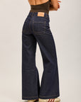 Toxik3 pantalon jean stretch wide surpiqûre jaune