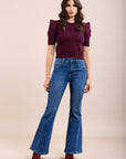 Toxik3 pantalon jean stretch flare nervurés