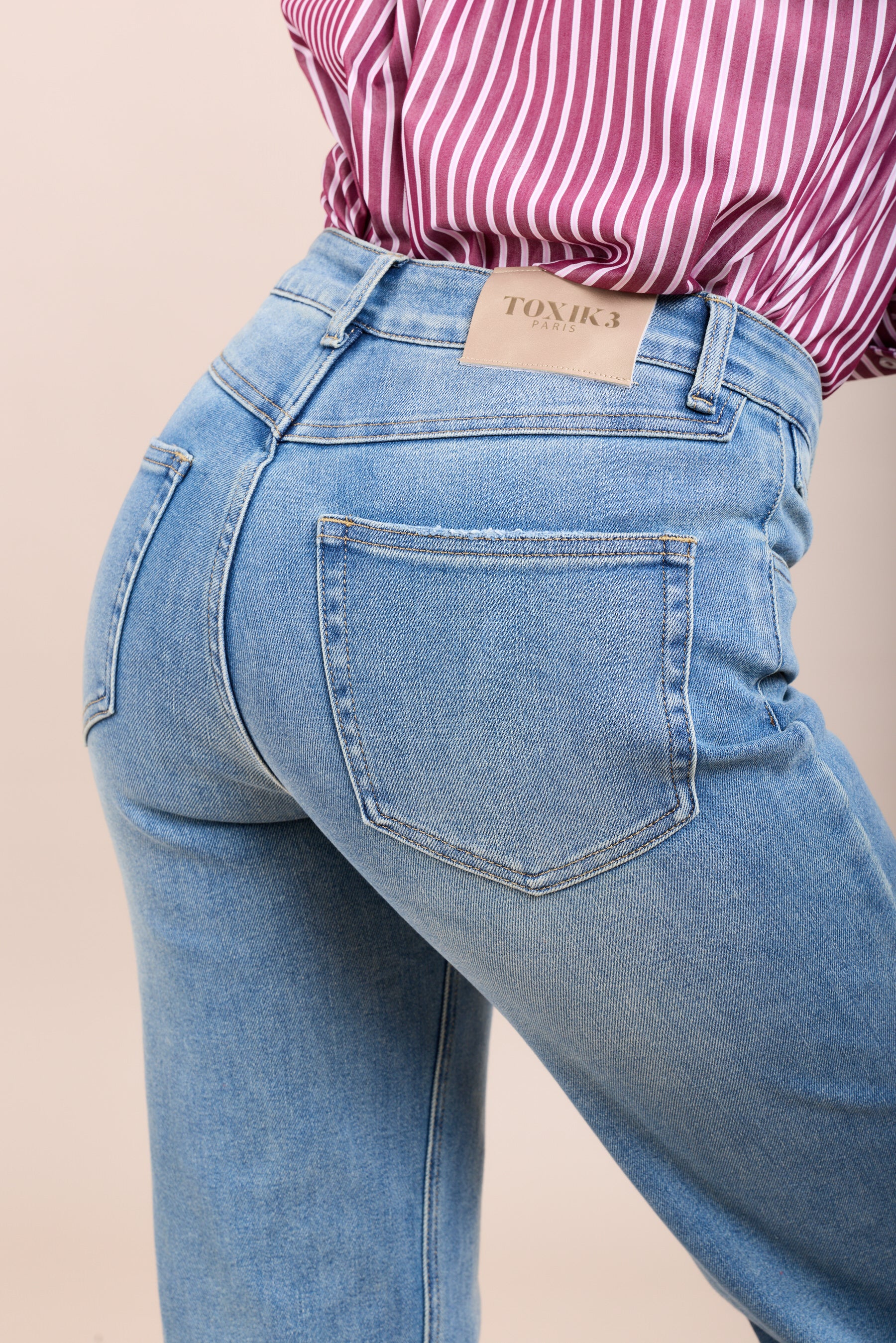 Pantalón vaquero recto elástico con abertura de jacrón Toxik3