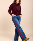 Toxik3 pantalon jean wide stretch bandes rouge
