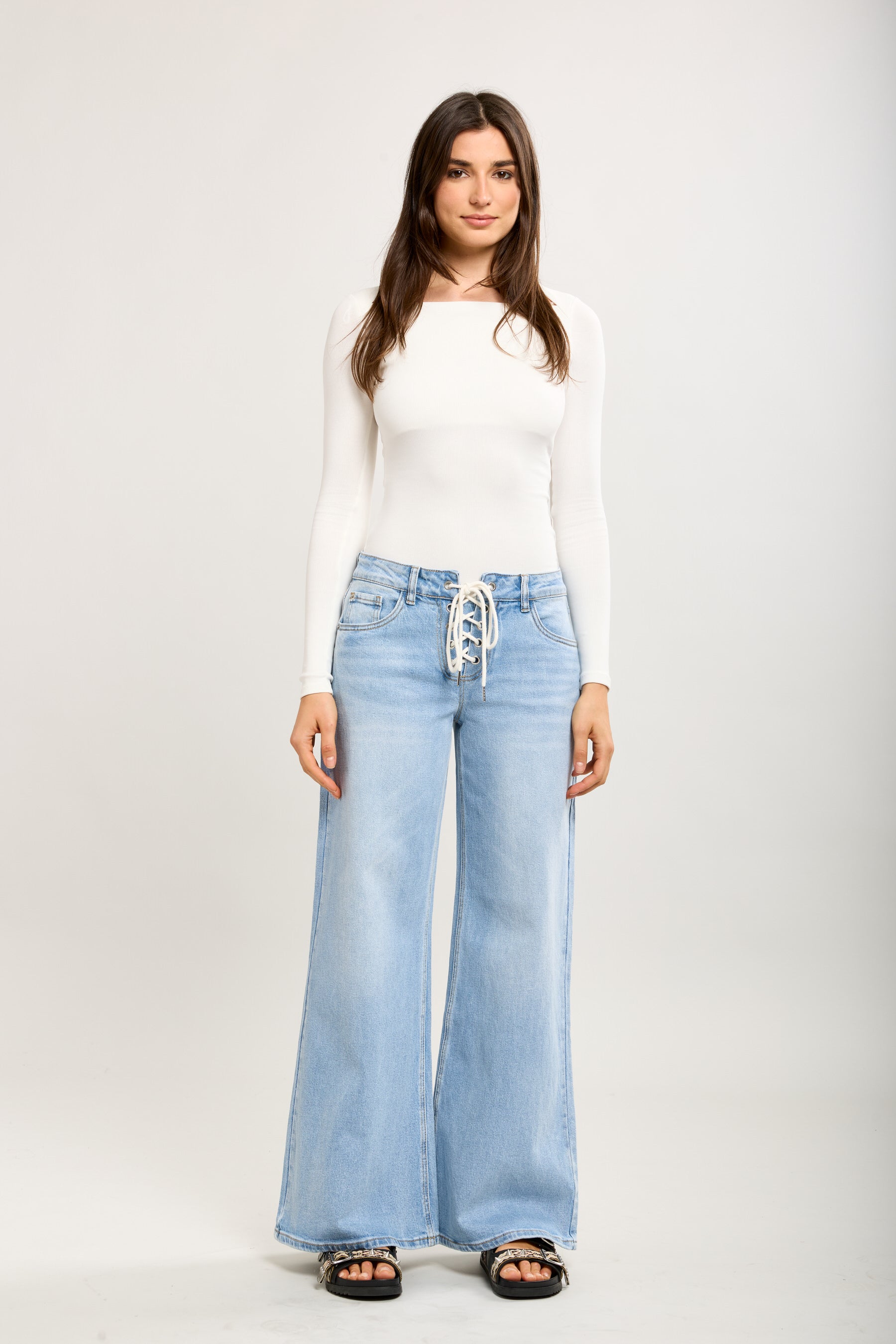 Toxik3 pantalon jean stretch wide lacet