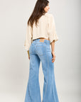 Toxik3 bootcut stretch jean pants patch pockets cutouts