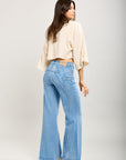 Toxik3 wide stretch jean pants with triangular cutouts