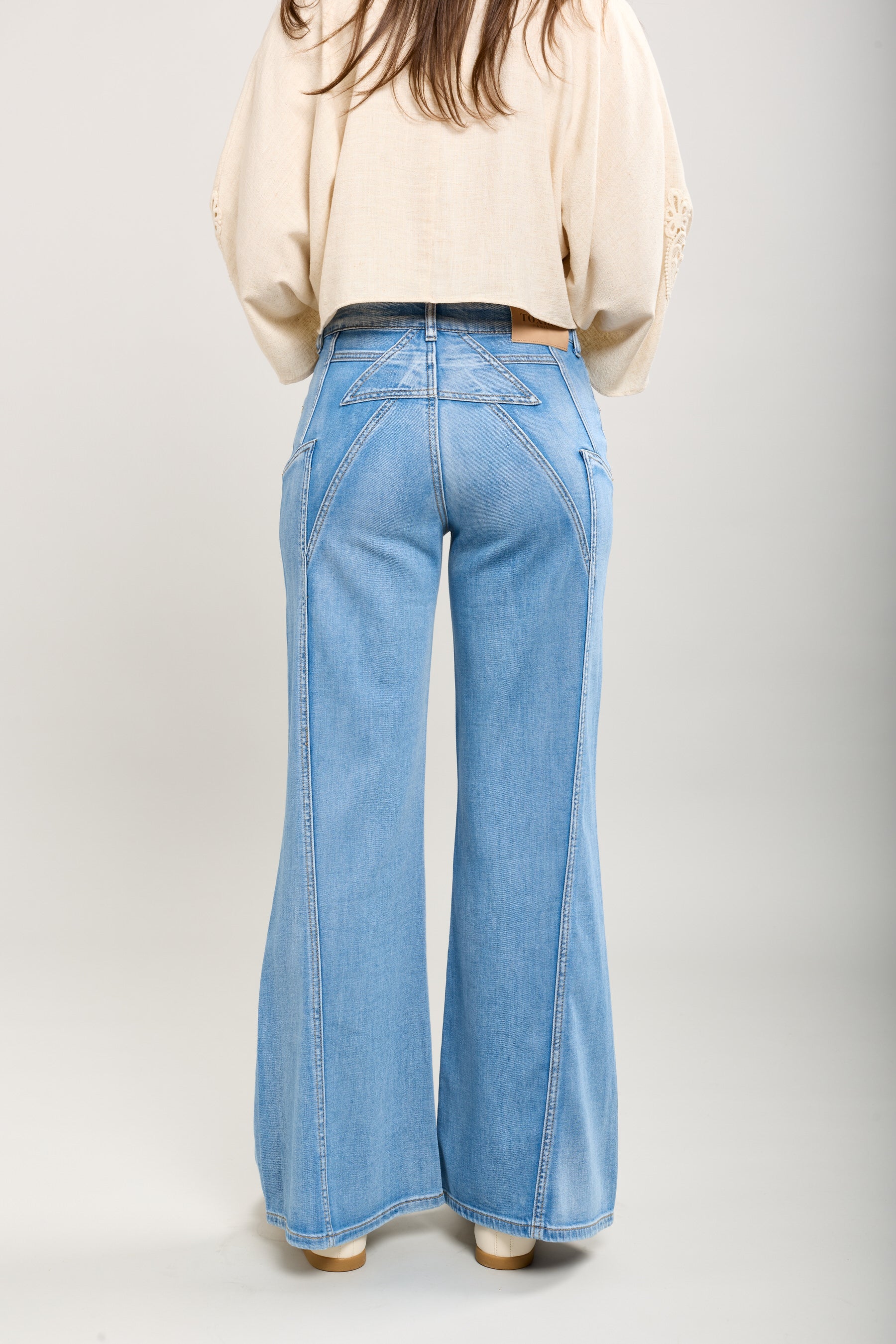 Toxik3 wide stretch jean pants with triangular cutouts