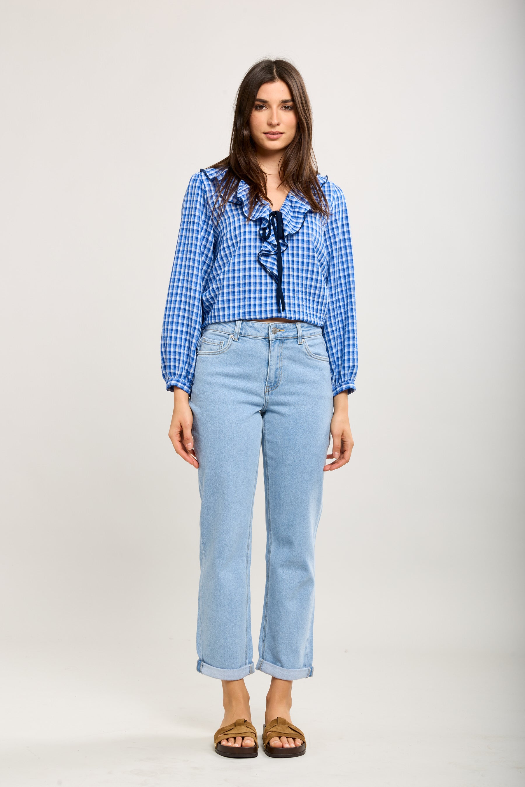 Toxik3 mombroek van stretchdenim met manchetten