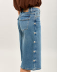 Toxik3 bermuda wide denim stretch détails clous