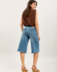 Toxik3 bermuda wide denim stretch détails clous