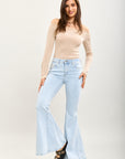 Toxik3 geribbelde flare-jeansbroek met stretch