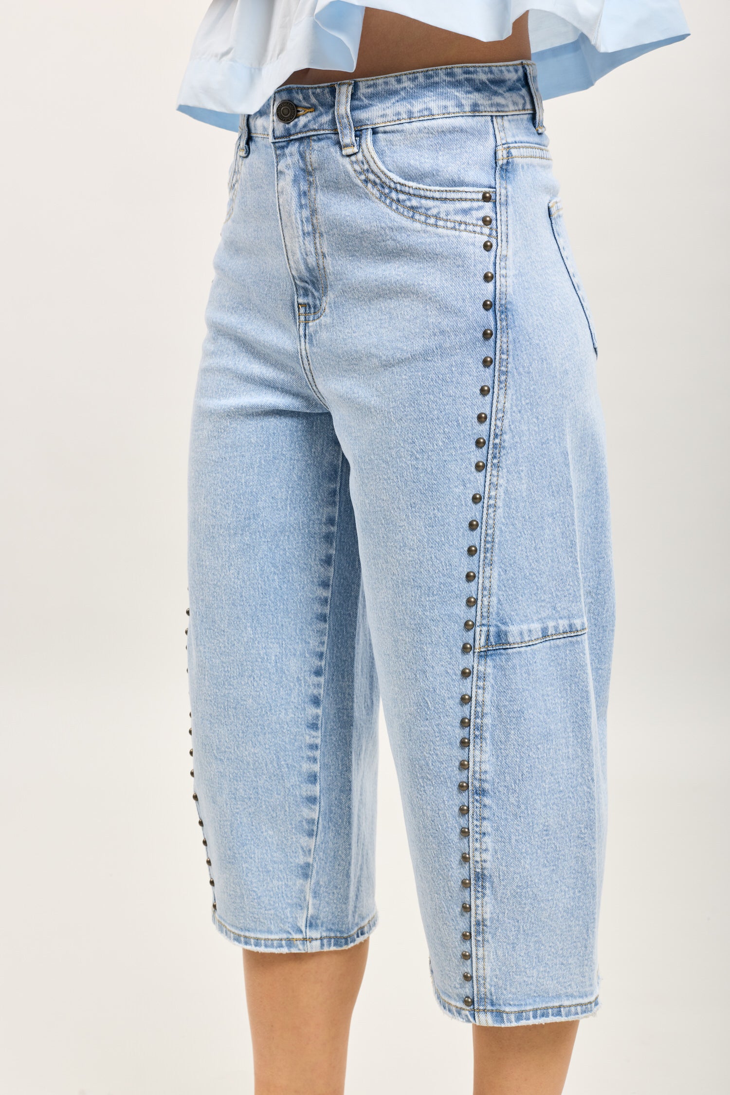 Toxik3 bermuda balloon denim stretch déco clous