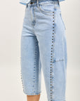 Toxik3 bermuda balloon denim stretch déco clous