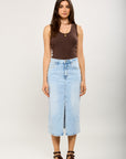 Toxik3 jupe crayon longue fendue denim stretch