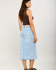 Toxik3 jupe crayon longue fendue denim stretch