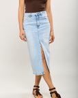 Toxik3 jupe crayon longue fendue denim stretch