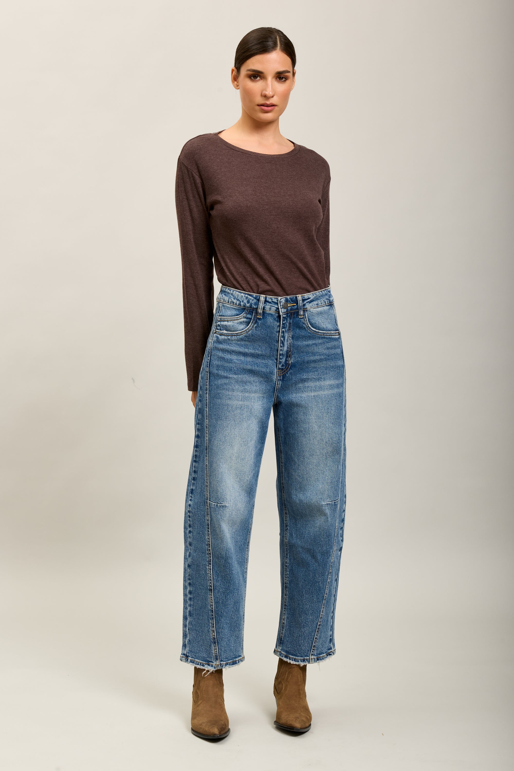Kurz geschnittene Ballon-Jeanshose aus Stretch-Denim von Toxik3